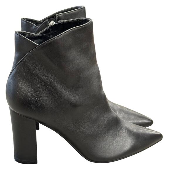Marc Fisher Black Leather Urmi Block Heel Boots - Picture 1 of 13